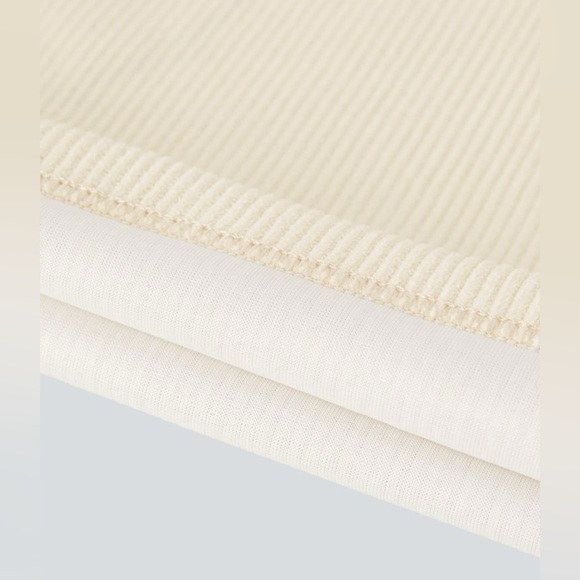 Halara Cream High Waisted Side Pocket Straight Leg Mop Corduroy Casual Pants NEW - Picture 7 of 8